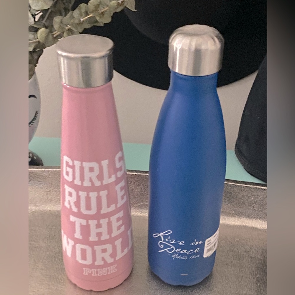 PINK metal water bottle & cute blue metal water bottle